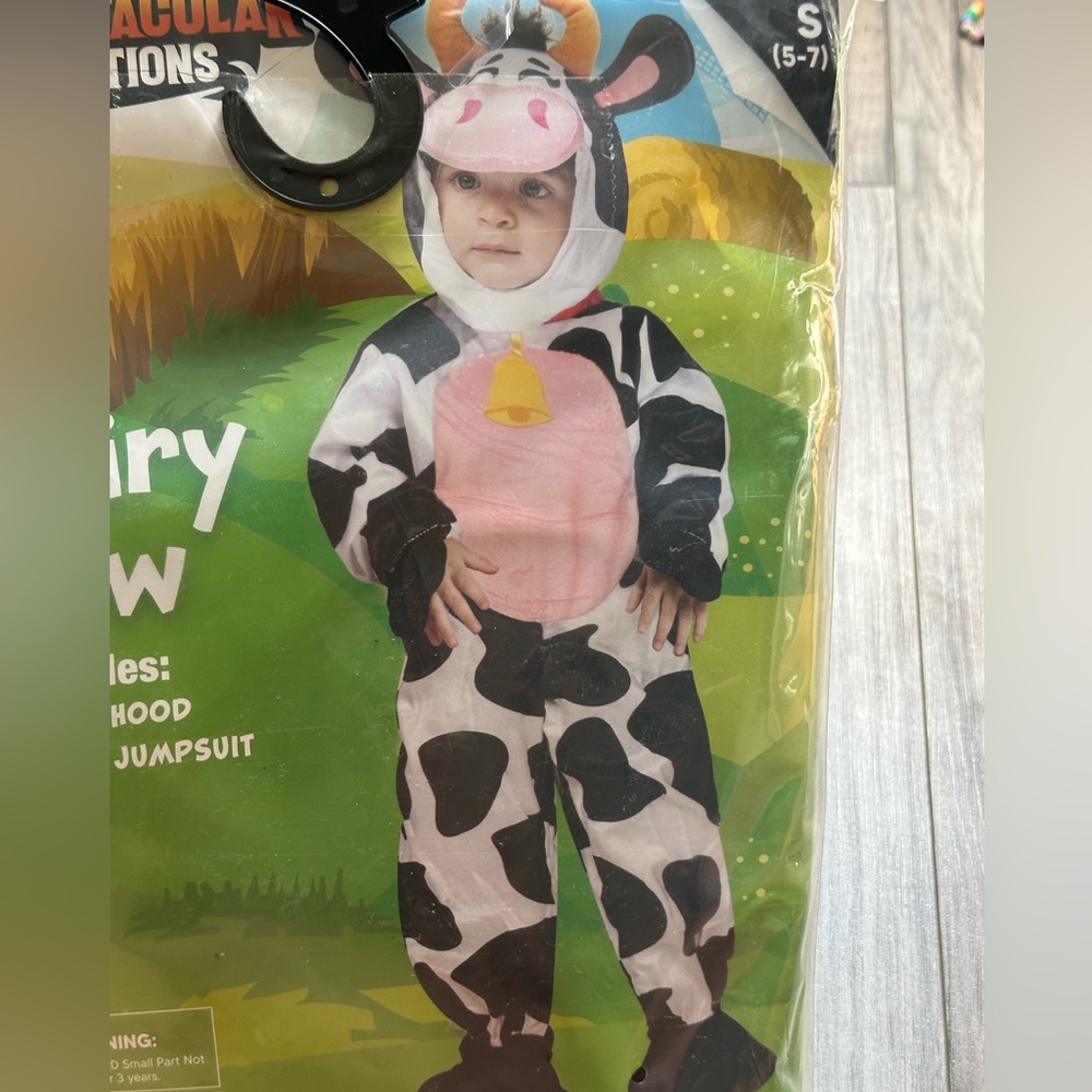 Spooktacular Creations Dairy Cow Kids Halloween Costume with Hood Pretend Play S